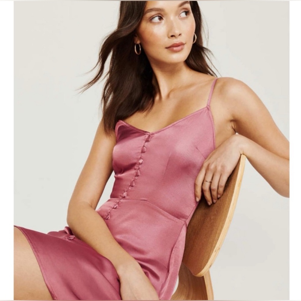 NWT Abercrombie & Fitch Button-Up Mini Satin Slip Dress Size Small - Picture 3 of 15